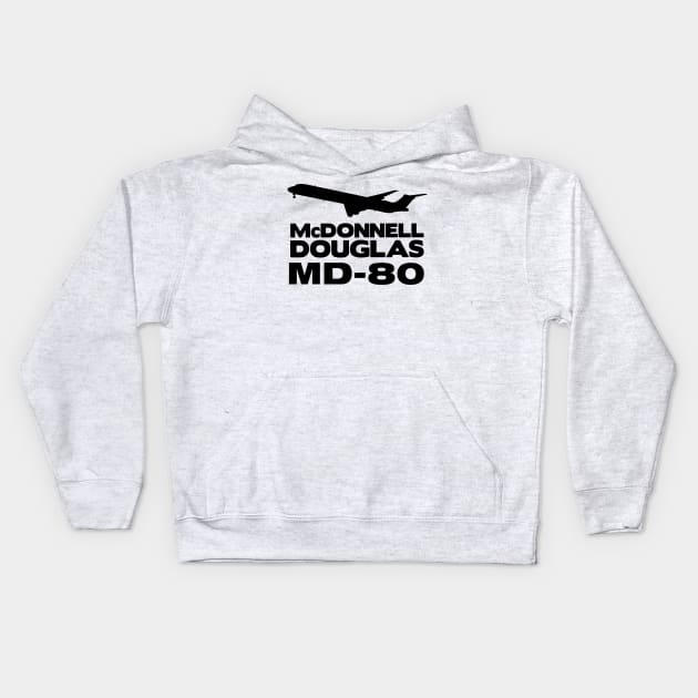 McDonnell Douglas MD-80 Silhouette Print (Black) Kids Hoodie by TheArtofFlying